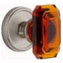 Grandeur Georgetown Solid Brass Non-Turning One-Sided Dummy with Baguette Amber Crystal Knob Satin Nickel