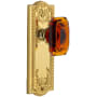 Grandeur Parthenon Solid Brass Non-Turning One-Sided Dummy with Baguette Amber Crystal Knob Polished Brass