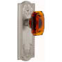 Grandeur Parthenon Solid Brass Non-Turning One-Sided Dummy with Baguette Amber Crystal Knob Satin Nickel