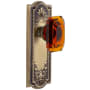 Grandeur Parthenon Solid Brass Non-Turning One-Sided Dummy with Baguette Amber Crystal Knob Vintage Brass