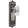Grandeur Windsor Solid Brass Non-Turning One-Sided Dummy with Baguette Clear Crystal Knob Antique Pewter