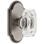Grandeur Arc Solid Brass Non-Turning Two-Sided Dummy Set with Baguette Clear Crystal Knob Antique Pewter