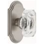 Grandeur Arc Solid Brass Non-Turning Two-Sided Dummy Set with Baguette Clear Crystal Knob Satin Nickel