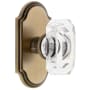 Grandeur Arc Solid Brass Non-Turning Two-Sided Dummy Set with Baguette Clear Crystal Knob Vintage Brass