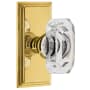 Grandeur Carre Solid Brass Privacy Set with Baguette Clear Crystal Knob and 2-3/4" Backset Polished Brass