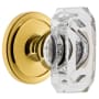 Grandeur Circulaire Solid Brass Privacy Set with Baguette Clear Crystal Knob and 2-3/4" Backset Polished Brass