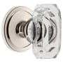 Grandeur Circulaire Solid Brass Privacy Set with Baguette Clear Crystal Knob and 2-3/4" Backset Polished Nickel
