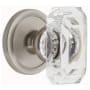 Grandeur Circulaire Solid Brass Privacy Set with Baguette Clear Crystal Knob and 2-3/4" Backset Satin Nickel