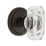 Grandeur Circulaire Solid Brass Privacy Set with Baguette Clear Crystal Knob and 2-3/4" Backset Timeless Bronze