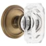 Grandeur Circulaire Solid Brass Privacy Set with Baguette Clear Crystal Knob and 2-3/4" Backset Vintage Brass
