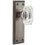 Grandeur Fifth Avenue Solid Brass Privacy Set with Baguette Clear Crystal Knob and 2-3/4" Backset Antique Pewter