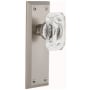 Grandeur Fifth Avenue Solid Brass Privacy Set with Baguette Clear Crystal Knob and 2-3/4" Backset Satin Nickel