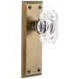 Grandeur Fifth Avenue Solid Brass Privacy Set with Baguette Clear Crystal Knob and 2-3/4" Backset Vintage Brass