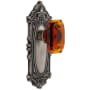 Grandeur Grande Victorian Solid Brass Privacy Set with Baguette Amber Crystal Knob and 2-3/8" Backset Antique Pewter