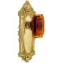 Grandeur Grande Victorian Solid Brass Privacy Set with Baguette Amber Crystal Knob and 2-3/8" Backset Lifetime Brass