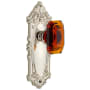 Grandeur Grande Victorian Solid Brass Privacy Set with Baguette Amber Crystal Knob and 2-3/8" Backset Polished Nickel