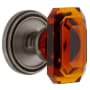 Grandeur Soleil Solid Brass Privacy Set with Baguette Amber Crystal Knob and 2-3/4" Backset Antique Pewter