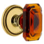 Grandeur Soleil Solid Brass Privacy Set with Baguette Amber Crystal Knob and 2-3/4" Backset Polished Brass