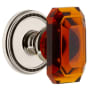 Grandeur Soleil Solid Brass Privacy Set with Baguette Amber Crystal Knob and 2-3/4" Backset Polished Nickel
