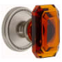 Grandeur Soleil Solid Brass Privacy Set with Baguette Amber Crystal Knob and 2-3/4" Backset Satin Nickel
