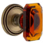 Grandeur Soleil Solid Brass Privacy Set with Baguette Amber Crystal Knob and 2-3/4" Backset Vintage Brass