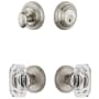 Grandeur Georgetown Solid Brass Single Cylinder Keyed Entry Knobset and Deadbolt Combo Pack with Baguette Clear Crystal Knob and 2-3/4" Backset Satin Nickel
