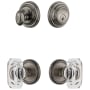 Grandeur Georgetown Solid Brass Single Cylinder Keyed Entry Knobset and Deadbolt Combo Pack with Baguette Clear Crystal Knob and 2-3/4" Backset Antique Pewter
