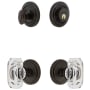 Grandeur Circulaire Solid Brass Single Cylinder Keyed Entry Knobset and Deadbolt Combo Pack with Baguette Clear Crystal Knob and 2-3/8" Backset Timeless Bronze