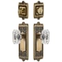 Grandeur Windsor Solid Brass Single Cylinder Keyed Entry Knobset and Deadbolt Combo Pack with Baguette Clear Crystal Knob and 2-3/4" Backset Vintage Brass