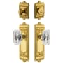 Grandeur Windsor Solid Brass Single Cylinder Keyed Entry Knobset and Deadbolt Combo Pack with Baguette Clear Crystal Knob and 2-3/4" Backset Lifetime Brass