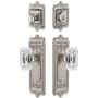 Grandeur Windsor Solid Brass Single Cylinder Keyed Entry Knobset and Deadbolt Combo Pack with Baguette Clear Crystal Knob and 2-3/4" Backset Satin Nickel