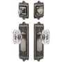 Grandeur Windsor Solid Brass Single Cylinder Keyed Entry Knobset and Deadbolt Combo Pack with Baguette Clear Crystal Knob and 2-3/4" Backset Antique Pewter