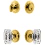 Grandeur Circulaire Solid Brass Single Cylinder Keyed Entry Knobset and Deadbolt Combo Pack with Baguette Clear Crystal Knob and 2-3/8" Backset Lifetime Brass