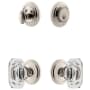 Grandeur Circulaire Solid Brass Single Cylinder Keyed Entry Knobset and Deadbolt Combo Pack with Baguette Clear Crystal Knob and 2-3/8" Backset Polished Nickel