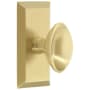 Grandeur Eden Prairie Solid Brass Non-Turning One-Sided Dummy Door Knob with Fifth Avenue Short Trim from the Concealed Screw Collection Satin Brass