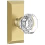 Grandeur Chambord Crystal Solid Brass Privacy Door Knob Set with Fifth Avenue Short Trim from the Concealed Screw Collection - 2-3/8" Backset Satin Brass