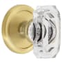 Grandeur Baguette Crystal Solid Brass Non-Turning One-Sided Dummy Door Knob with Circulaire Trim from the Concealed Screw Collection Satin Brass