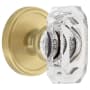 Grandeur Baguette Crystal Solid Brass Non-Turning One-Sided Dummy Door Knob with Georgetown Trim from the Concealed Screw Collection Satin Brass