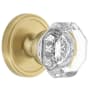 Grandeur Chambord Crystal Solid Brass Non-Turning One-Sided Dummy Door Knob with Georgetown Trim from the Concealed Screw Collection Satin Brass