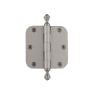 Grandeur 3.5 x 3.5 Inch Plain Bearing 5/8" Radius Corner Mortise Door Hinge with Acorn Finial - Single Hinge Satin Nickel