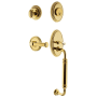 Grandeur Georgetown Solid Brass Rose Keyed Entry Single Cylinder Sectional "C" Grip Handleset with Georgetown Lever and 2-3/4" Backset Lifetime Brass