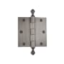 Grandeur 3.5 x 3.5 Inch Plain Bearing Square Corner Mortise Door Hinge with Acorn Finial - Single Hinge Antique Pewter