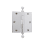 Grandeur 3.5 x 3.5 Inch Plain Bearing Square Corner Mortise Door Hinge with Acorn Finial - Single Hinge Bright Chrome