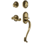 Grandeur Newport Solid Brass Rose Right Handed Keyed Entry Single Cylinder Sectional "S" Grip Handleset with Newport Lever and 2-3/4" Backset Vintage Brass