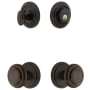 Grandeur Circulaire Solid Brass Single Cylinder Keyed Entry Knobset and Deadbolt Combo Pack with Circulaire Knob and 2-3/8" Backset Timeless Bronze