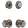 Grandeur Circulaire Solid Brass Single Cylinder Keyed Entry Knobset and Deadbolt Combo Pack with Circulaire Knob and 2-3/8" Backset Antique Pewter