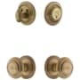 Grandeur Circulaire Solid Brass Single Cylinder Keyed Entry Knobset and Deadbolt Combo Pack with Circulaire Knob and 2-3/8" Backset Vintage Brass