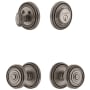 Grandeur Soleil Solid Brass Single Cylinder Keyed Entry Knobset and Deadbolt Combo Pack with Soleil Knob and 2-3/8" Backset Antique Pewter