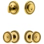 Grandeur Soleil Solid Brass Single Cylinder Keyed Entry Knobset and Deadbolt Combo Pack with Soleil Knob and 2-3/8" Backset Lifetime Brass