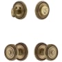 Grandeur Soleil Solid Brass Single Cylinder Keyed Entry Knobset and Deadbolt Combo Pack with Soleil Knob and 2-3/8" Backset Vintage Brass